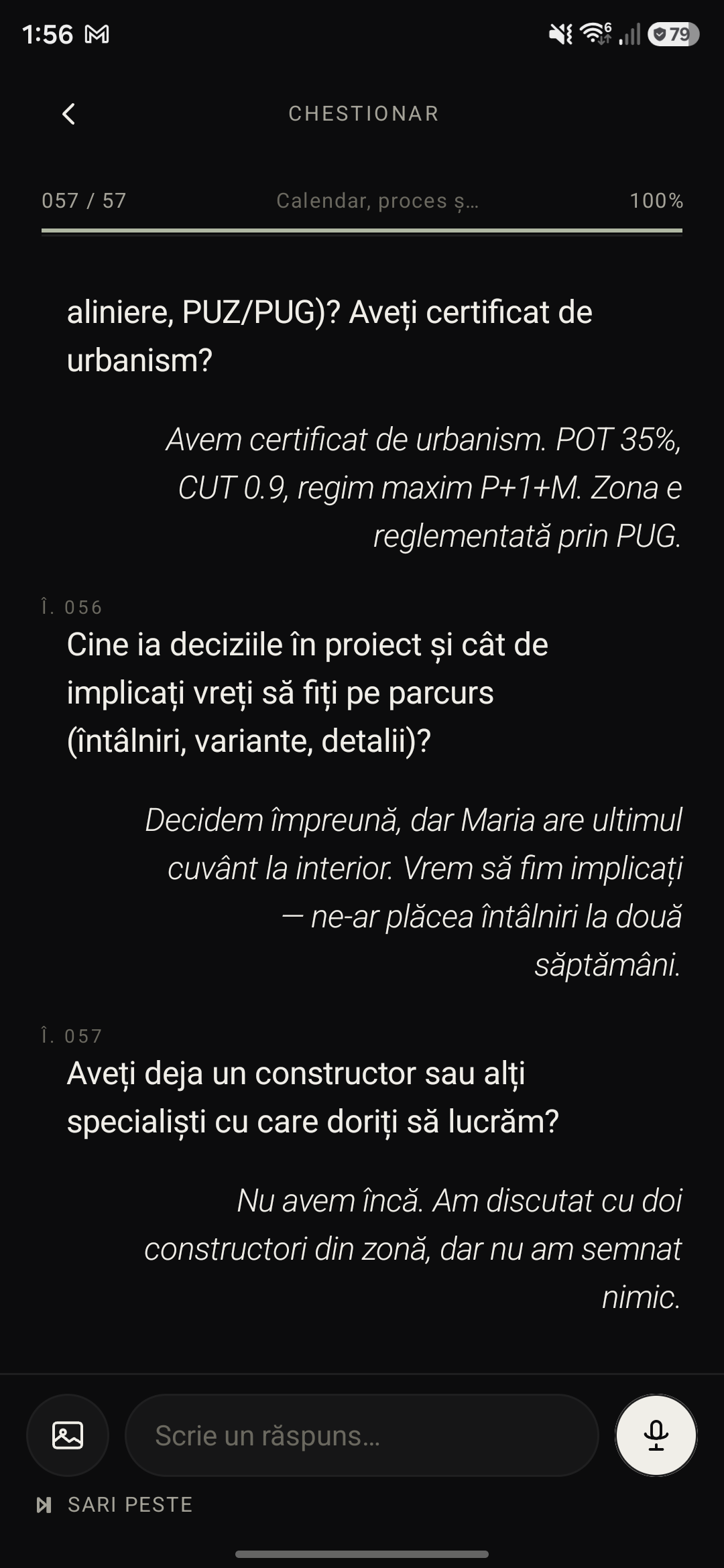 Conversație scrisă cu Chatty despre casa dorită
