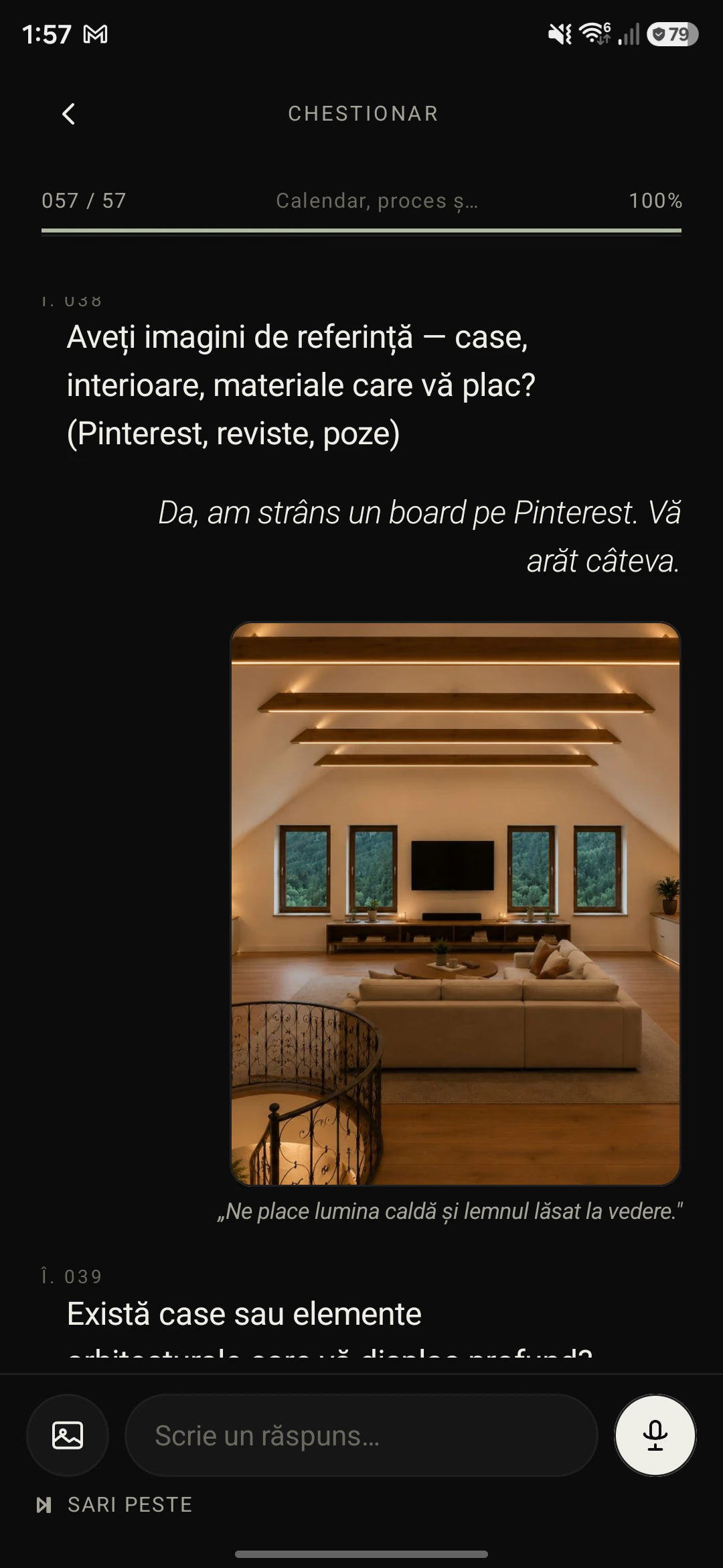 Răspuns la chestionar cu o fotografie atașată
