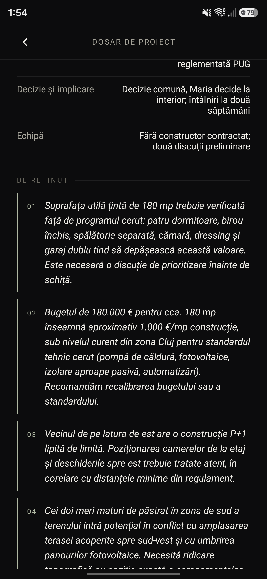 Aspecte de reținut din dosarul de proiect: suprafață, buget, vecinătăți