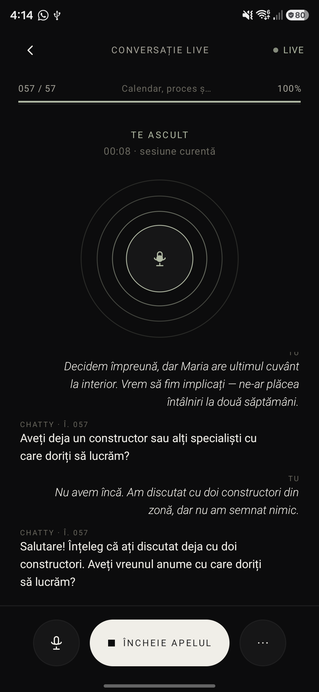 Conversație vocală live cu Chatty